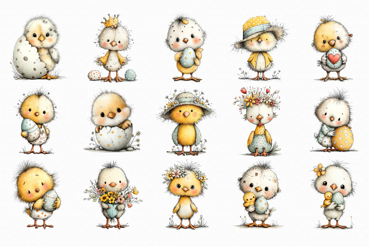 Whimsical Easter Chicken Clipart, an Illustration by Libby Wishes (Photo 2 of 6)