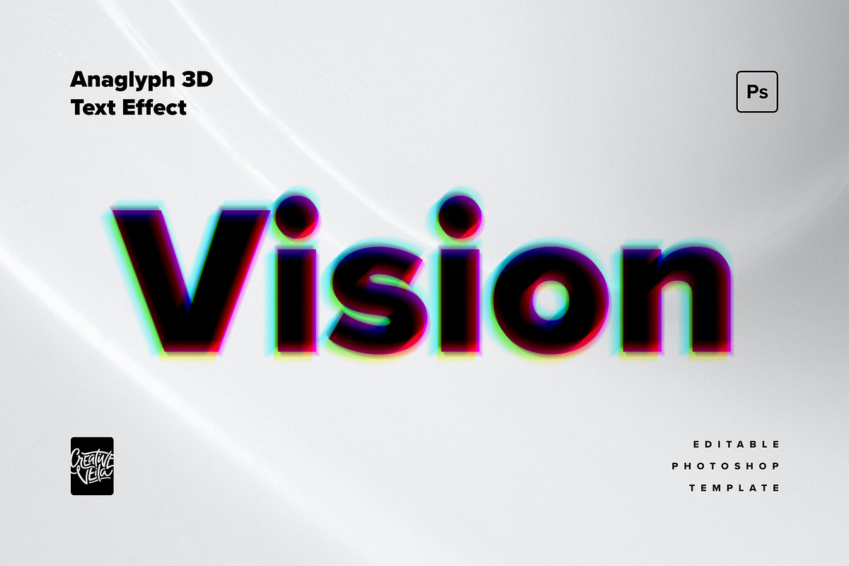 Anaglyph 3D Text Effect Mockup, a Brushes & More by veila.me (Photo 5 of 7)