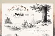 Snowy Winter - vintage illustrations, a Seasonal Illustration by Pamyatka Shop (Thumbnail 9 of 17)