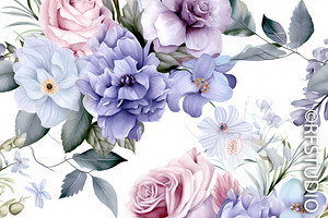 PASTEL ROSES 4. Bundle Of 8 Seamless