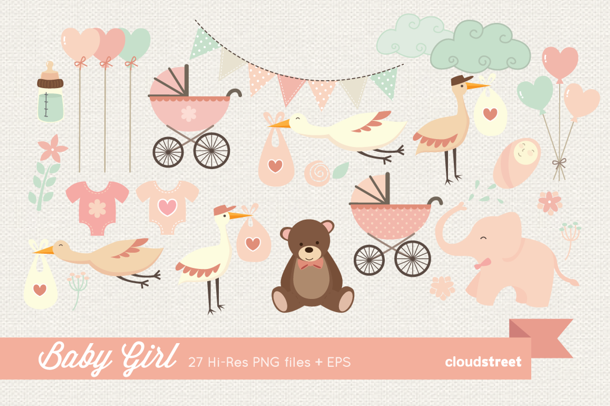 Baby Girl Clipart, an Illustration by cloudstreetlab