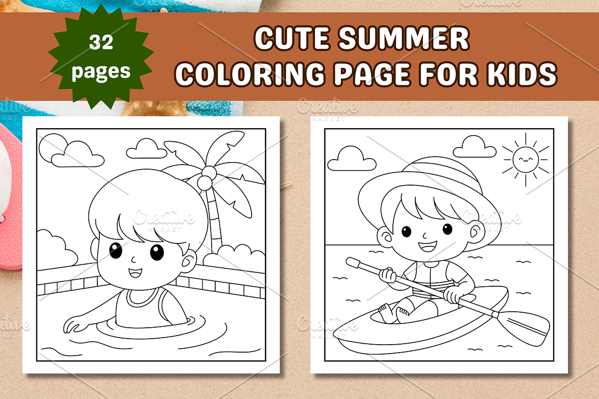 Cute Summer Coloring Page, a Seasonal Illustration by Salaly (Photo 5 of 6)