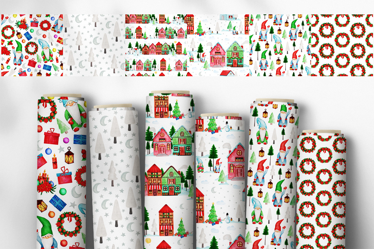 Watercolor Christmas Patterns, a Pattern Graphic by Diana Kovach (Photo 2 of 7)
