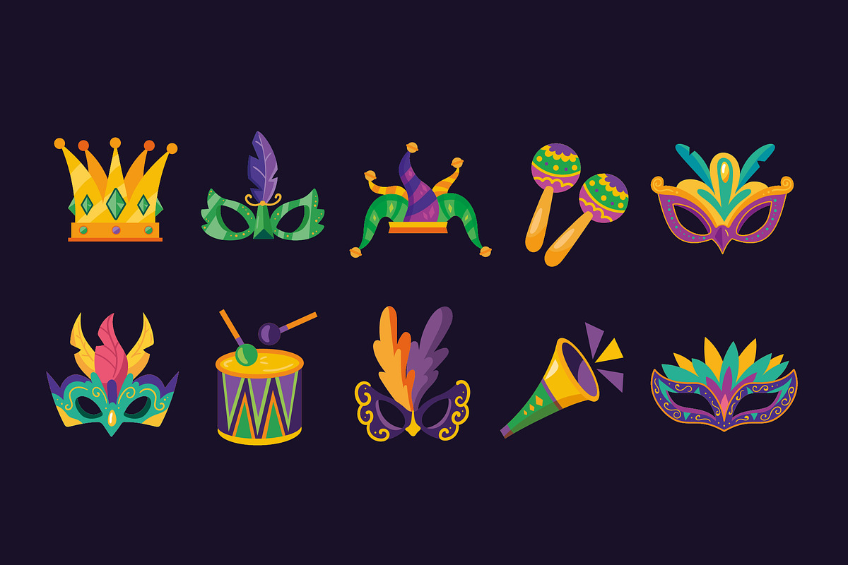 Mardi Gras Icon Set