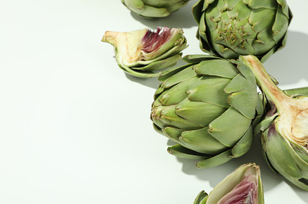Concept of healthy food with artichoke, space for text, a Food & Drink Photo by AtlasStudio
