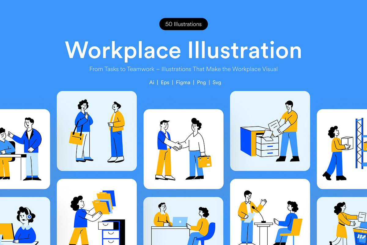 Workplace Illustrations Art Set, a Work Illustration by Vectors Market (Photo 1 of 9)