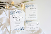 Navy Floral Wedding Invite Templates, an Invitation Template by Cottontail Paper Shop (Thumbnail 1 of 7)