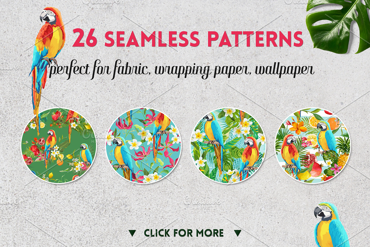 Parrots Tropical Patterns, T-shirts, an Illustration by Anna Studio (Photo 5 of 5)
