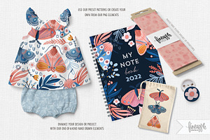 SPRING MOTHS CLIPART BUNDLE