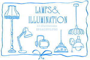 Lamps & Illumination Lineart, a Technology Illustration by Carpet Tapete Pretzel