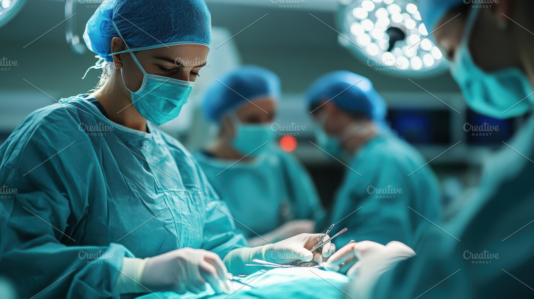 Surgical team performing procedure,, a Background Photo by Pixeness