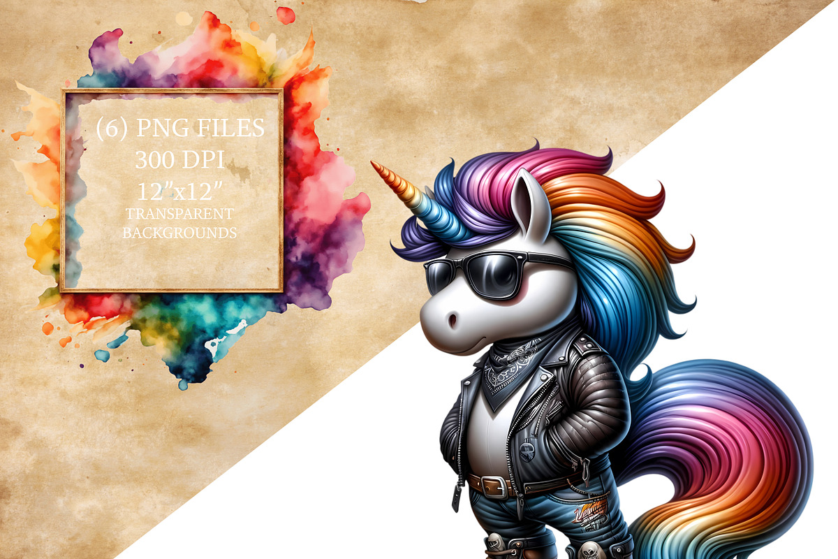 Biker Unicorns PNG Pack, an Animal Illustration by DoubleTwists (Photo 1 of 5)