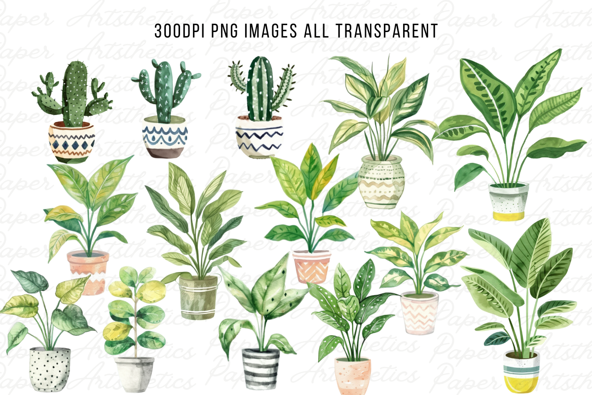 House Plants Clipart Potted Plants, a Decorative Illustration by Paper Artsthetics (Photo 5 of 8)