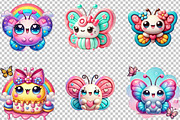 Kawaii Butterfly Sublimation Clipart, an Illustration by SVGArt (Thumbnail 2 of 2)