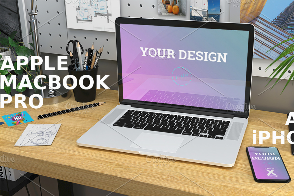 Workplace mockup #2, an iPhone Mockup by Digithings (Photo 1 of 3)