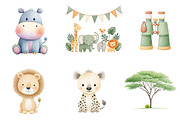 Cute Safari Animals Clipart, an Illustration by CreationArt (Thumbnail 3 of 6)