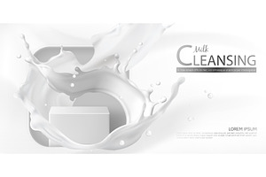 Milk cleansing splash podium banner, a Food Illustration by art PVP - market