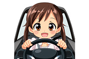 Anime Girl Behind the Steering Wheel, a Person Illustration by Ghagra (Thumbnail 2 of 3)