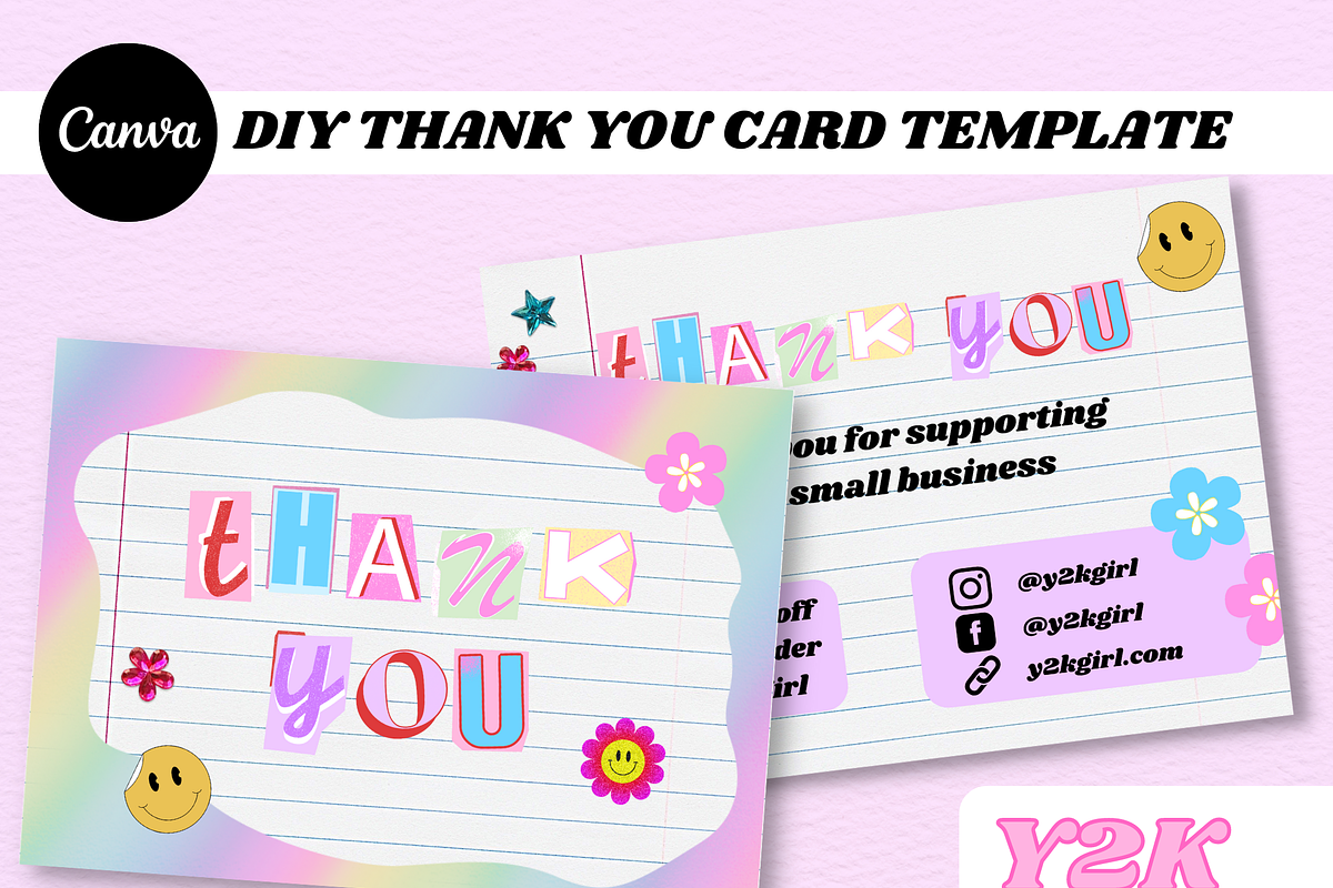 Y2K THANK YOU Card, a Card Template by PLANETSEL (Photo 1 of 4)