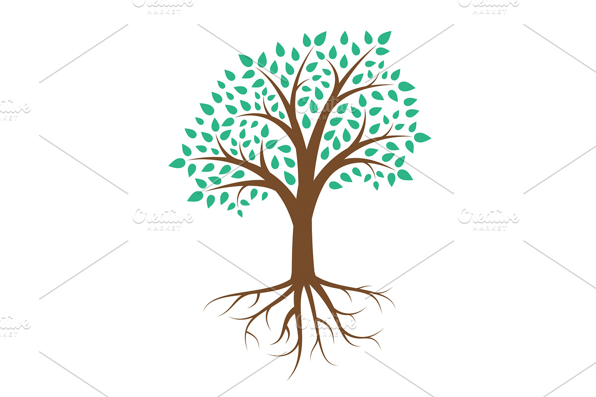 Green tree with leaves on white, a Healthcare Illustration by IhorZigor