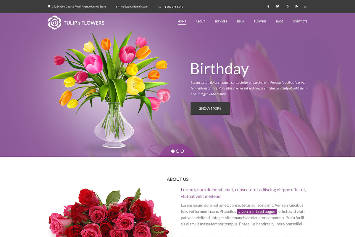 One Page Flower PSD Website Template, a Landing Page Template by WebbyTemplates (Photo 2 of 2)