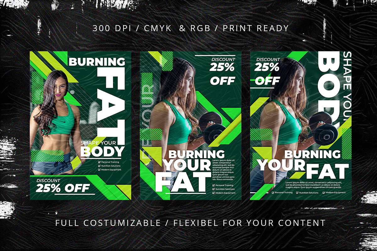 6 Gym Fitness Flyer - Photoshop, a Flyer Template by Azruca (Photo 1 of 4)