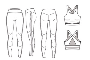 Yoga Set Fashion Flat Template