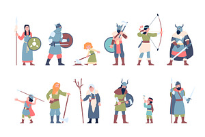 Vikings characters. Medieval men, a Person Illustration by LadadikArt