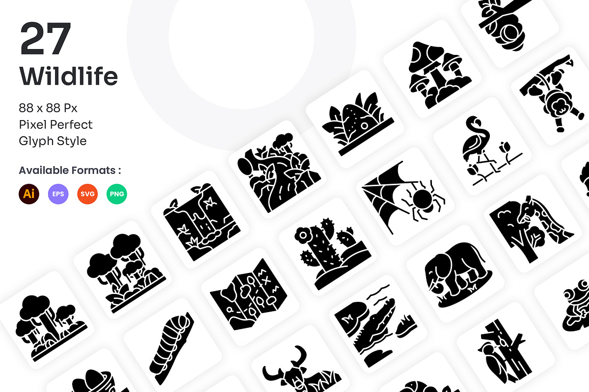 Wildlife Icons Set - Glyph, a Solid Icon by Kmg Design (Photo 1 of 2)