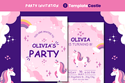 Unicorn Birthday Party Invitation, a Design Template by TemplateCastleStore (Thumbnail 1 of 5)