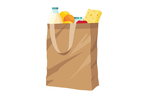 Paper shopping bag products grocery, a Food Illustration by the8monkey
