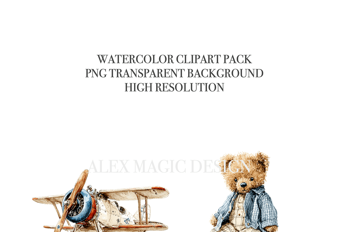Vintage Teddy Bears Clipart Set, a Decorative Illustration by Pati Charm Studio (Photo 5 of 8)