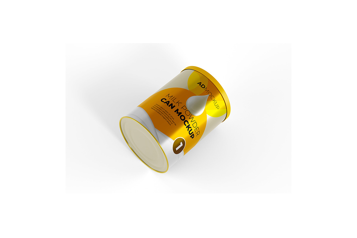 Food & Milk Powder Tin Can Mockup, a Packaging Mockup by Adstart (Photo 4 of 8)