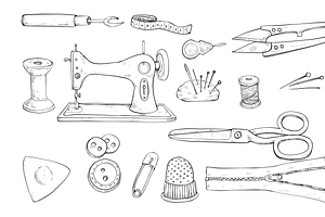 Sewing Tools Handdrawn Collection