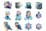 Frosty Blue Winter Clipart, an Illustration by DreamArtGraphic (Thumbnail 2 of 4)