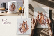 Elegant Horse Floral Illustration, an Animal Illustration by Gribanessa (Thumbnail 3 of 3)