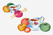 Hand drawn watercolor knittig set, an Illustration by OlyaSenko (Thumbnail 6 of 6)