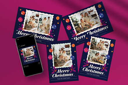 Blue Modern Christmas Greeting Card, a Card Template by graphicook