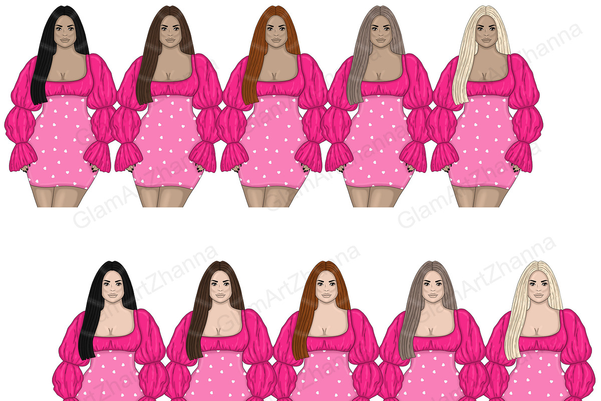 Be Mine Girls Clipart, a Person Illustration by GlamArtZhanna (Photo 4 of 5)