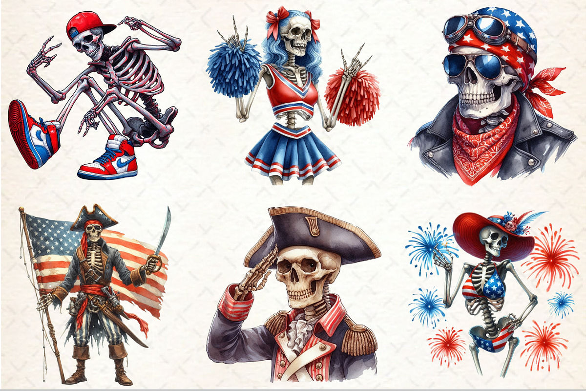 Funny 4th of July Skeleton Sublimati, an Illustration by Rose Art (Photo 4 of 4)