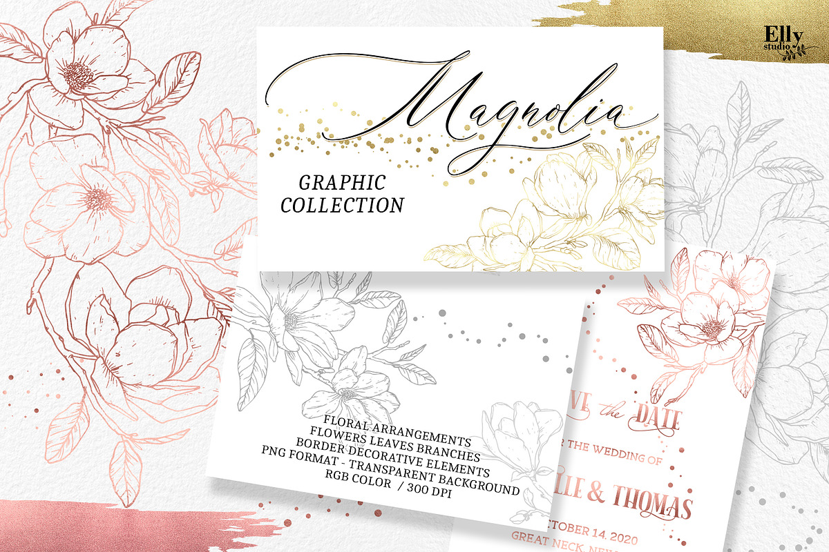 Magnolia Graphic Collection, a Decorative Illustration by Elly Studio (Photo 1 of 14)