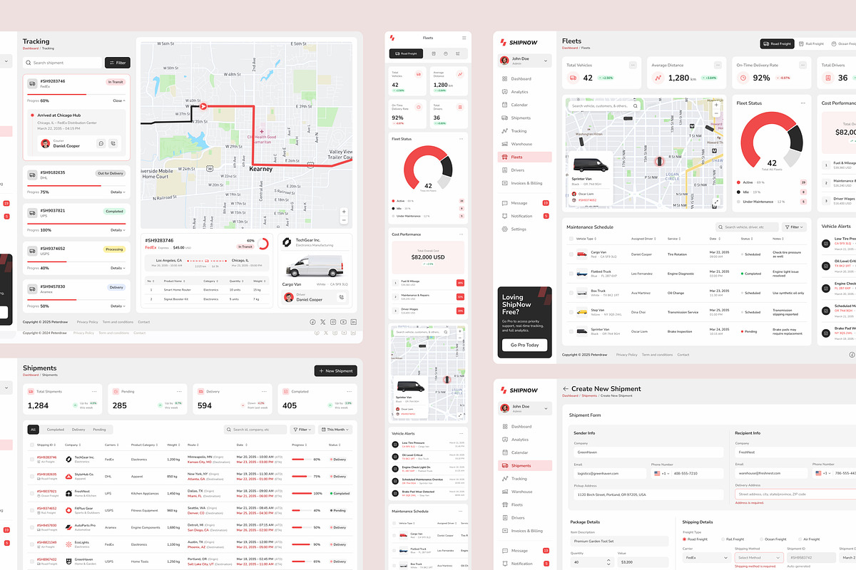 Shipping Management Dashboard UI, an UI Kit Template by peterdraw (Photo 3 of 7)