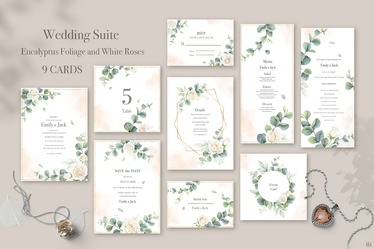 Eucalyptus Wedding Stationary, an Illustration by Elena Medvedeva (Photo 1 of 8)