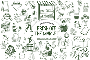 Fresh Off The Market Clipart Bundle, a Food Illustration by TatiMockup
