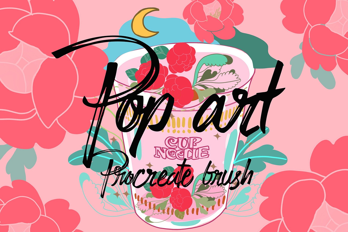 peony pop art procreate stamp brush, a Brush Add-On by Meisanmui (Photo 1 of 5)