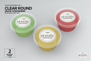 Clear Round Sauce Containers Mockup