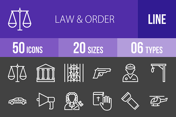 50 Law Order Line Inverted Icons