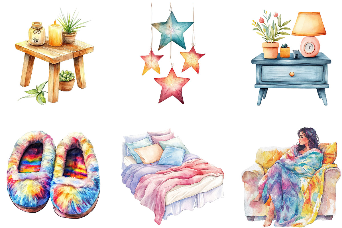 Watercolor Pajama Time Clipart, an Illustration by Designking (Photo 5 of 5)