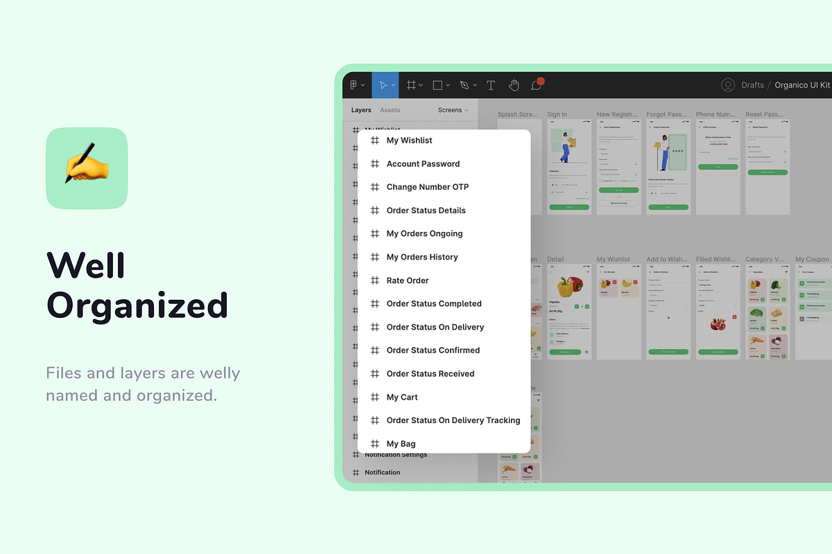 Organico Grocery App UI KIT, an UI Kit Template by Product Experience (Photo 3 of 6)