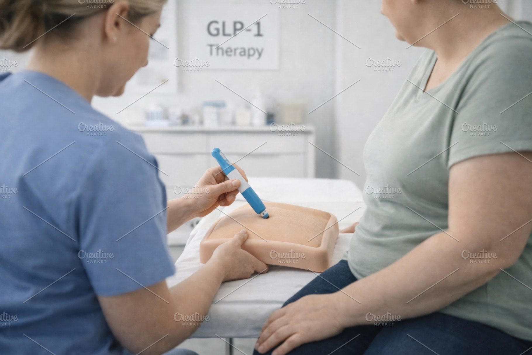 Healthcare professional demonstrating GLP1 treatment procedure f, a Photo by Dvoevnore photos
